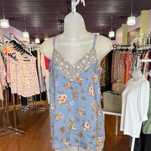 Floral Blue Sleeveless Top